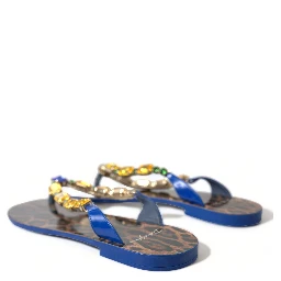 Blue Crystals Flats Sandals Beachwear Shoes