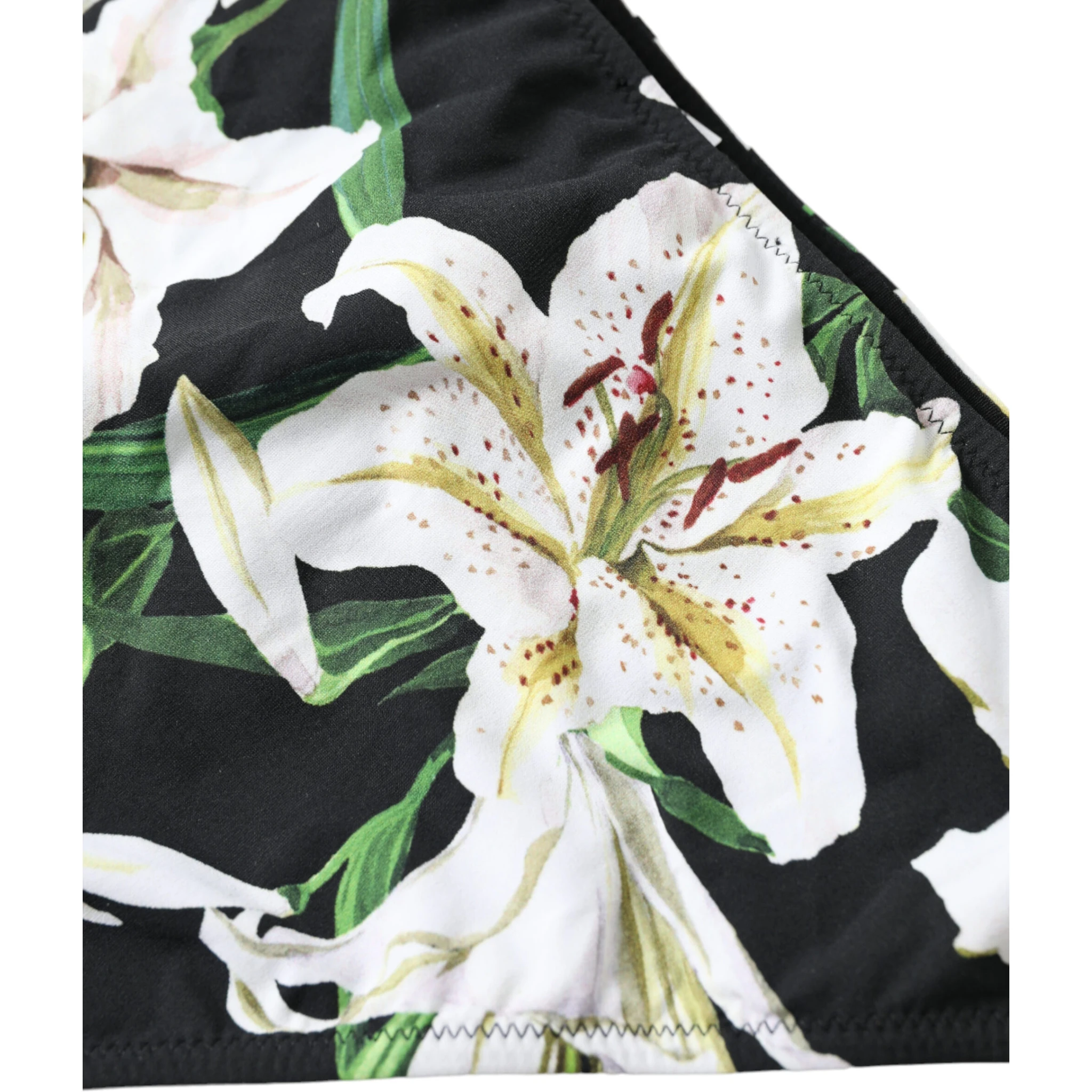 Black Lily Print Swimwear Bottom Beachwear Bikini