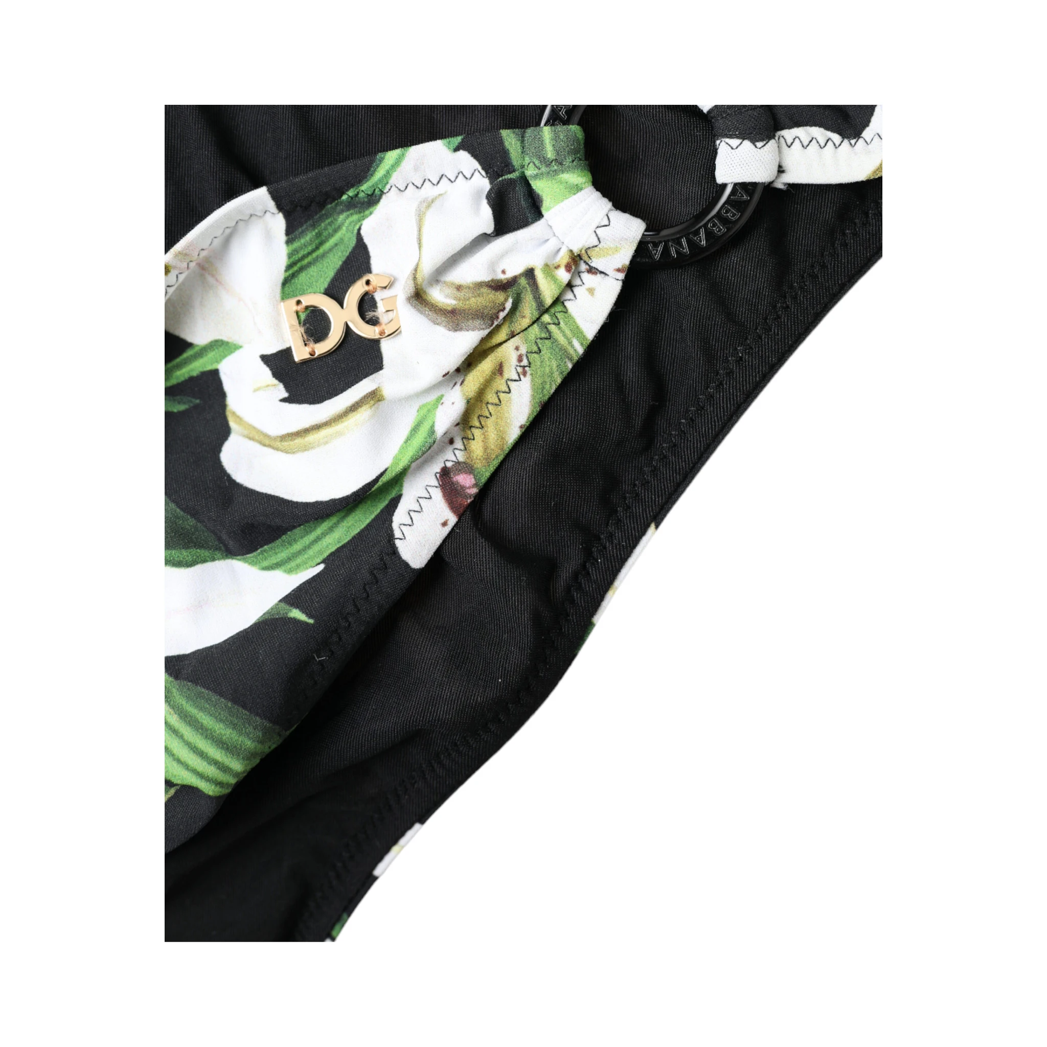 Black Lily Print Swimwear Bottom Beachwear Bikini