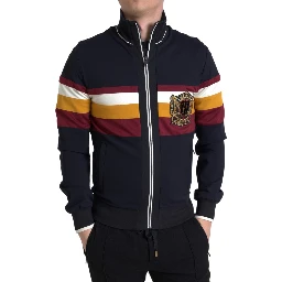 Blue Cardigan Heraldic Full Zip Sweater