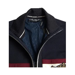 Blue Cardigan Heraldic Full Zip Sweater