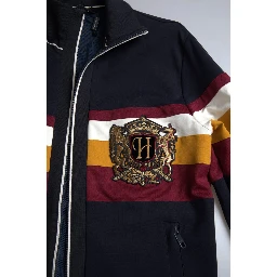 Blue Cardigan Heraldic Full Zip Sweater
