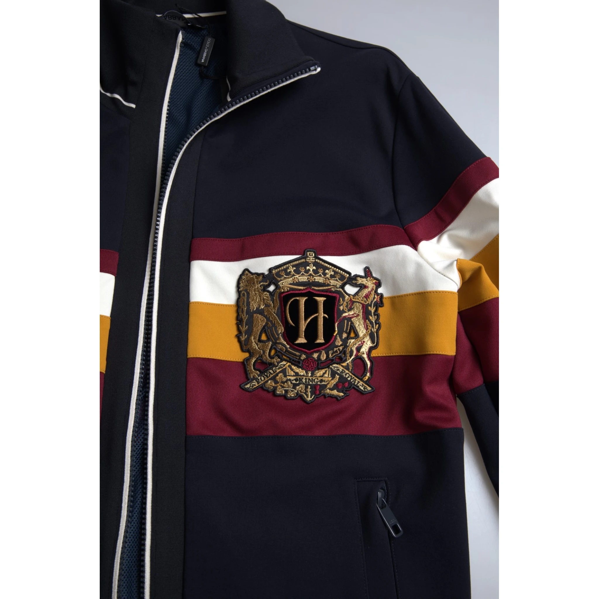 Blue Cardigan Heraldic Full Zip Sweater