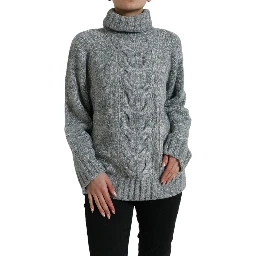 Gray Cashmere Turtle Neck Pullover Sweater