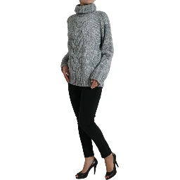 Gray Cashmere Turtle Neck Pullover Sweater
