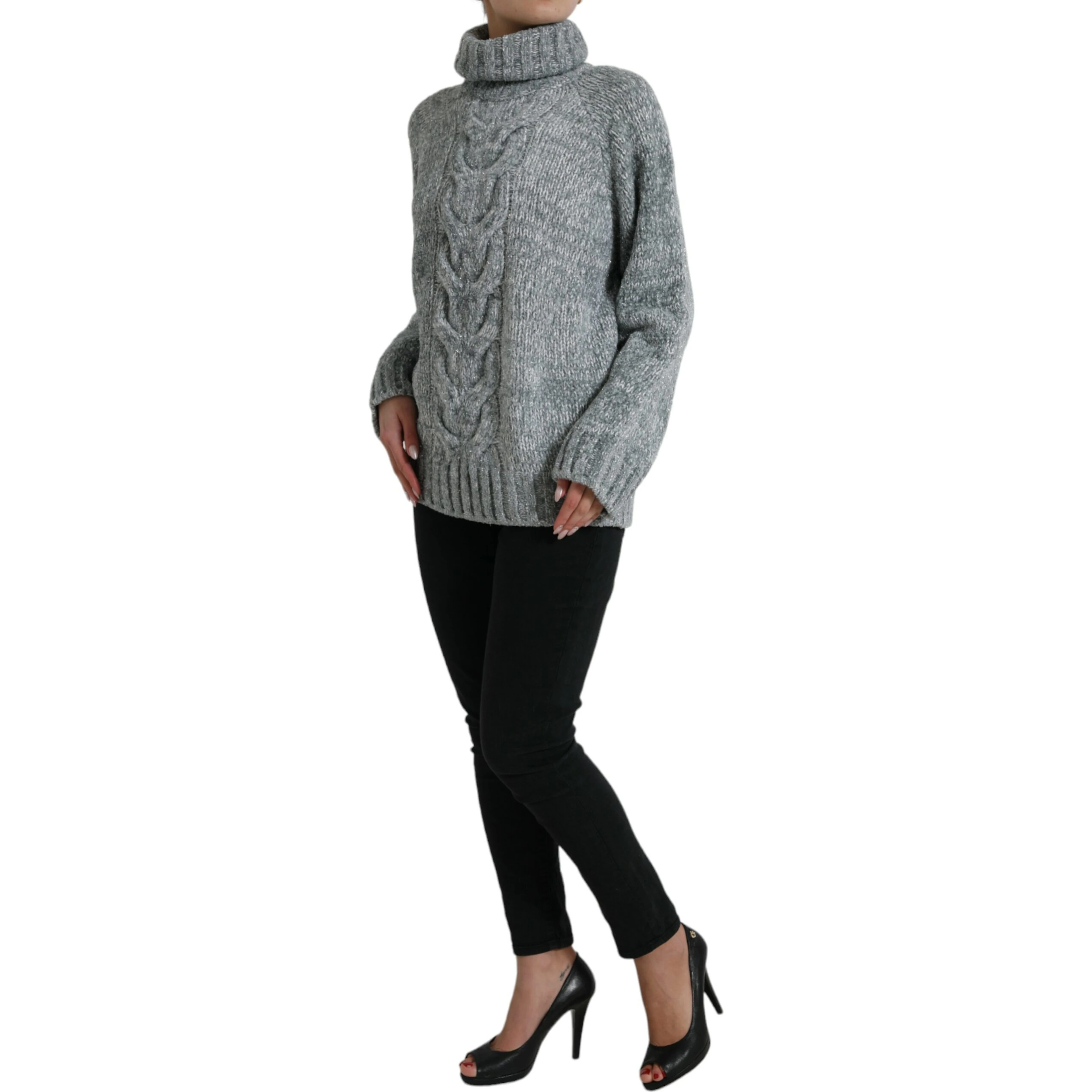 Gray Cashmere Turtle Neck Pullover Sweater