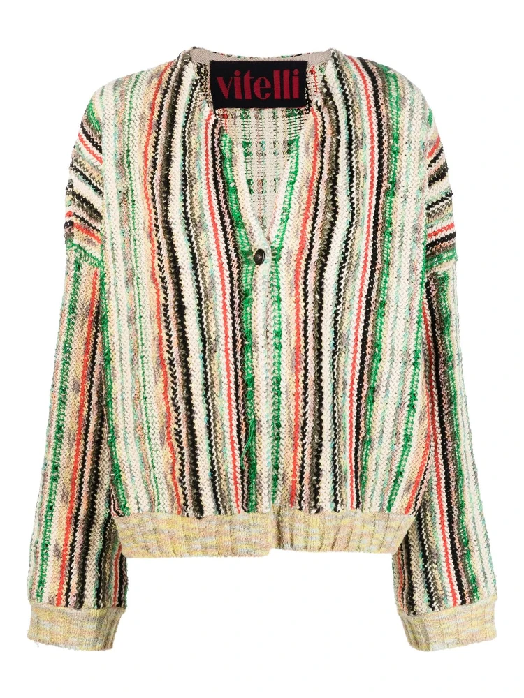 striped knit cardigan
