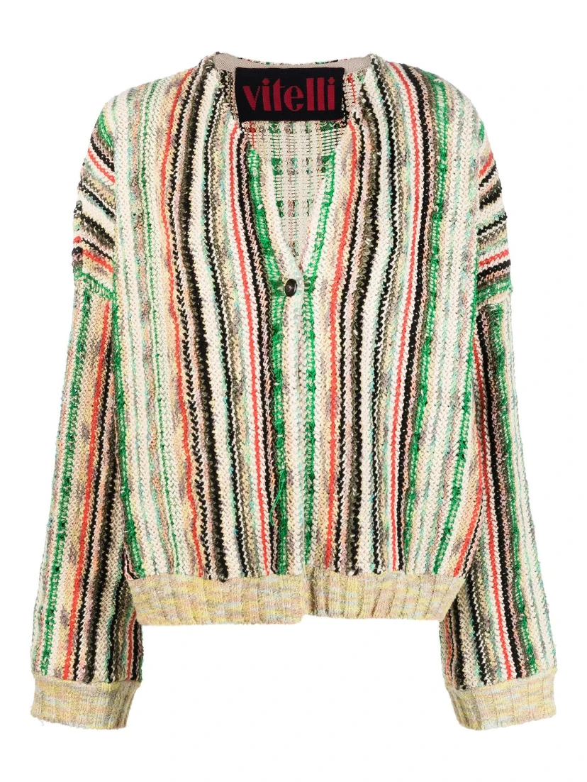 striped knit cardigan