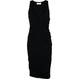 ruched V-neck mini dress