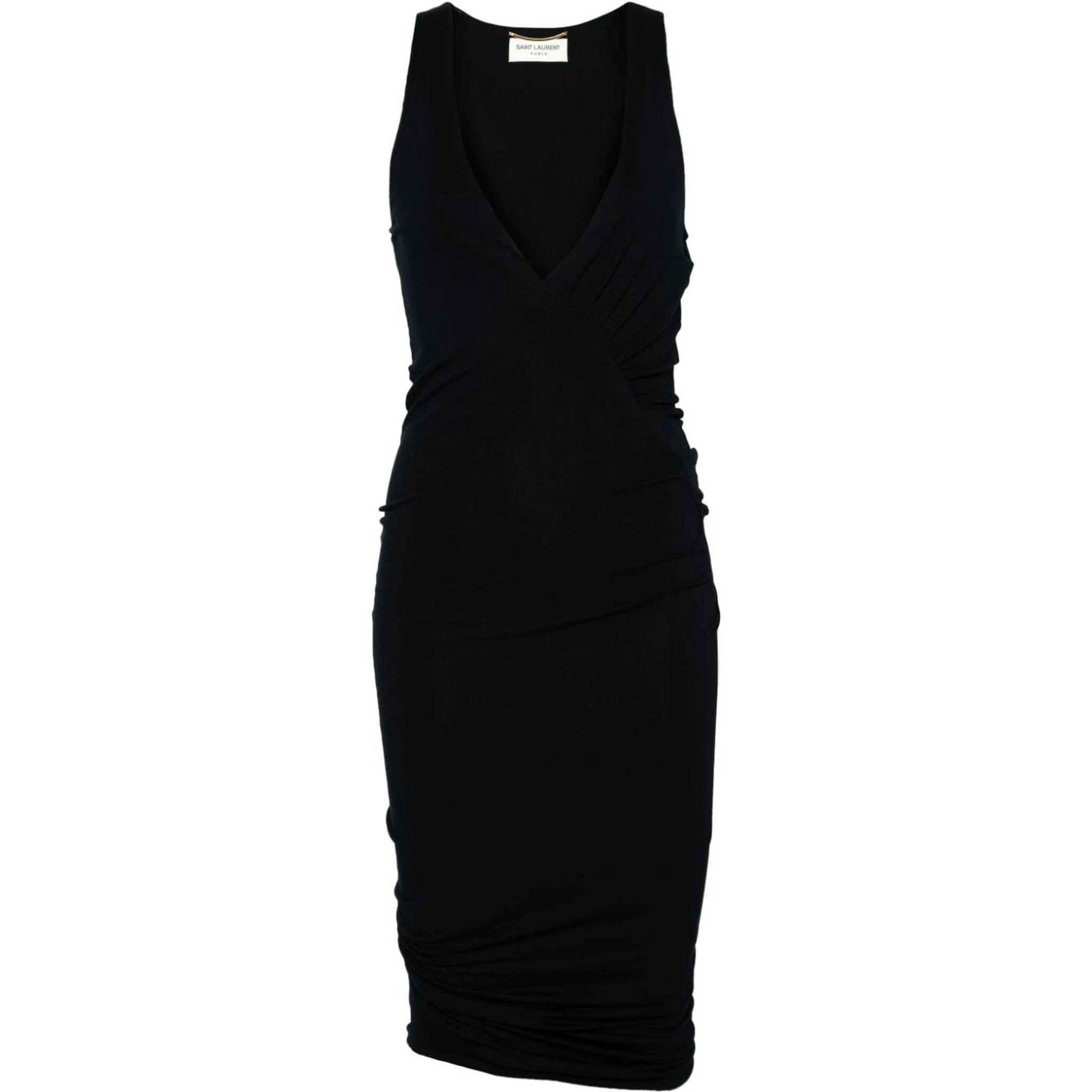 ruched V-neck mini dress