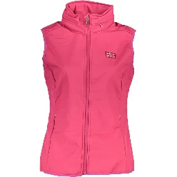Pink Polyester Sleveless Jacket