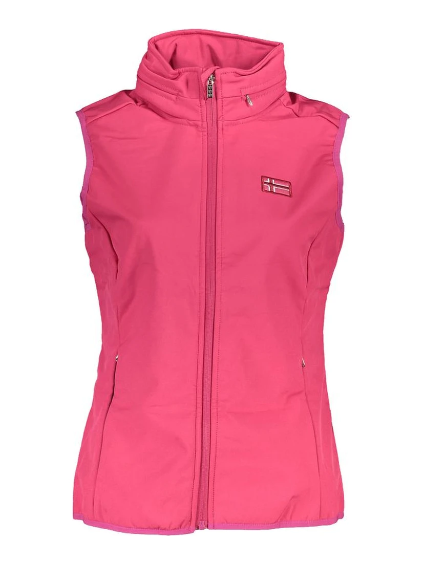 Pink Polyester Sleveless Jacket