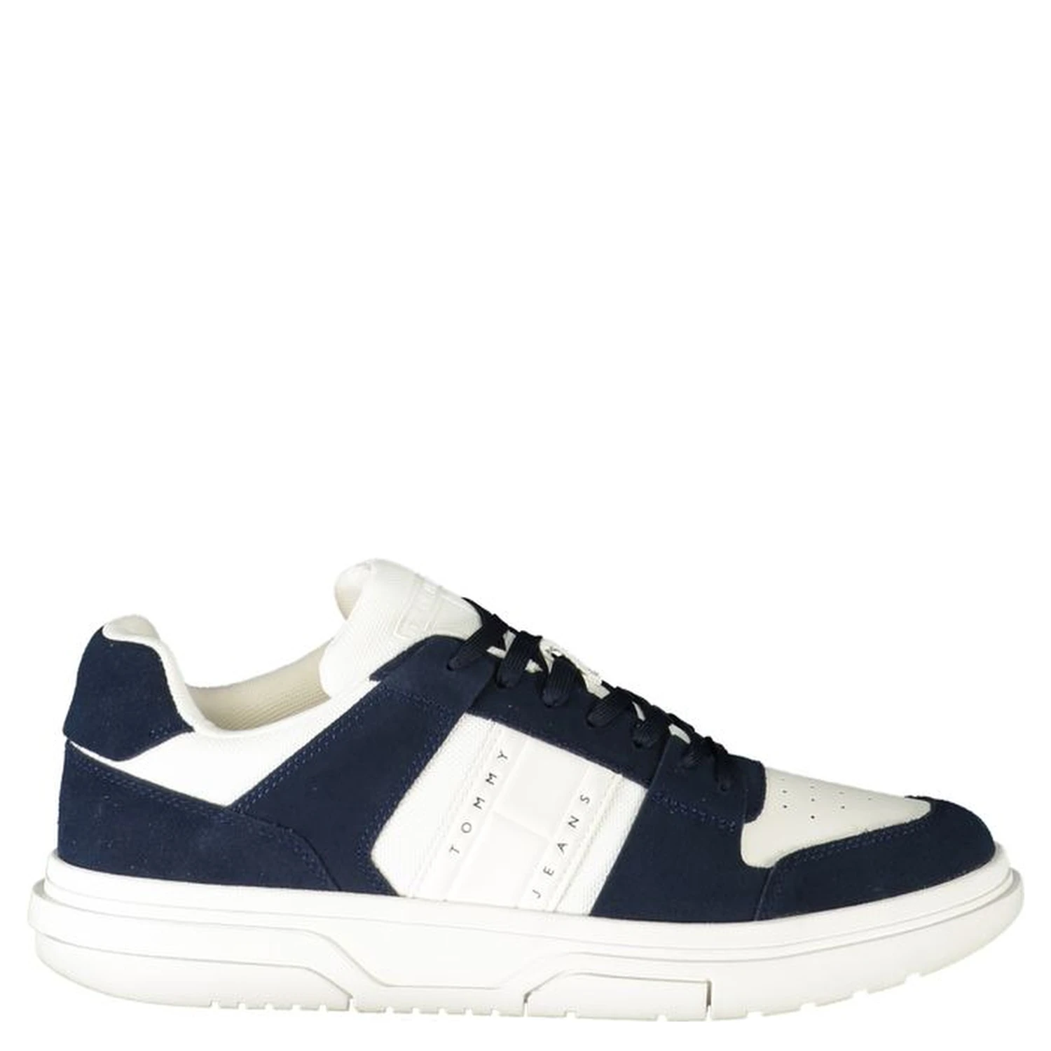 Men's sneakers in a white and navy blue colorway