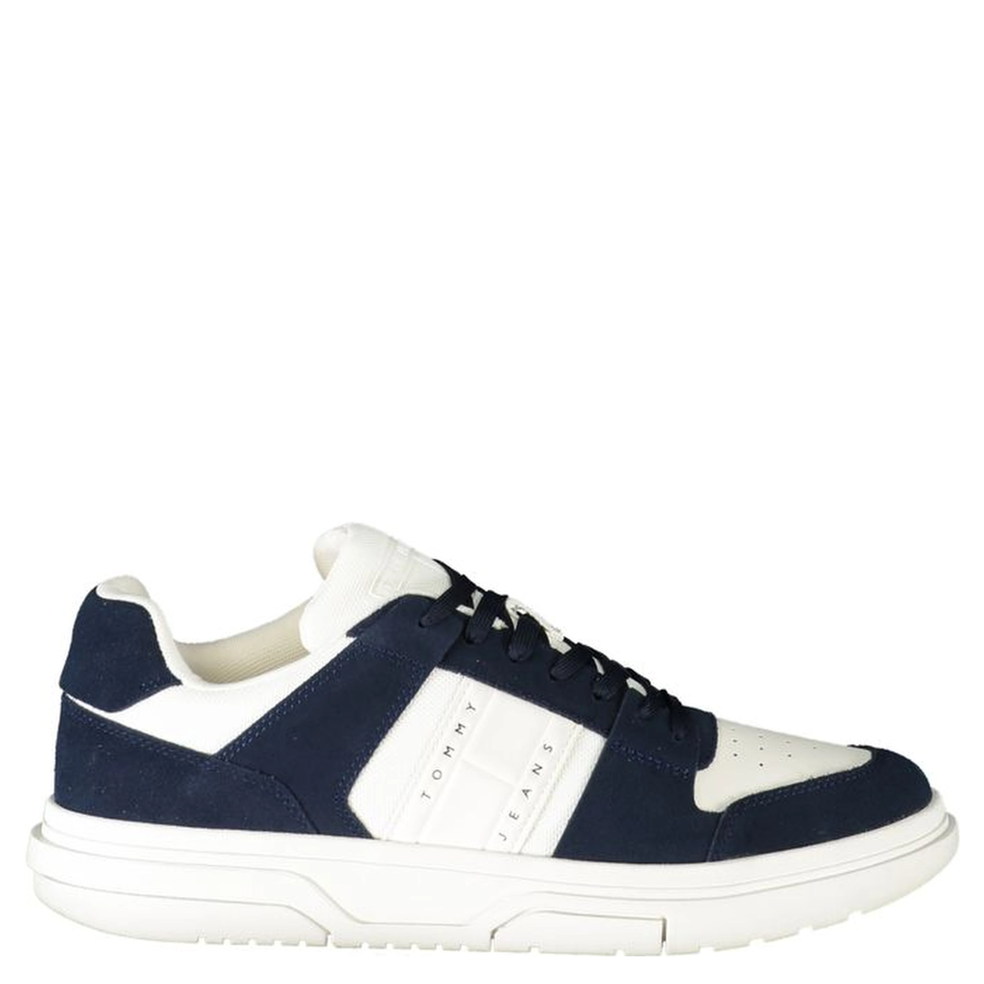 Men's sneakers in a white and navy blue colorway