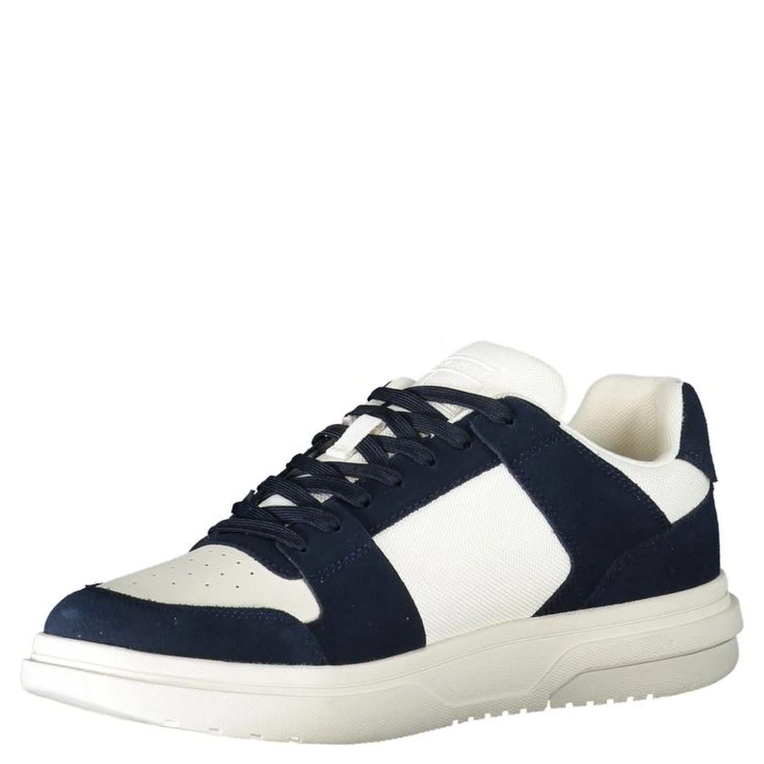 Men's sneakers in a white and navy blue colorway