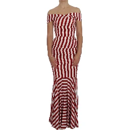 Red White Silk Stretch Dress