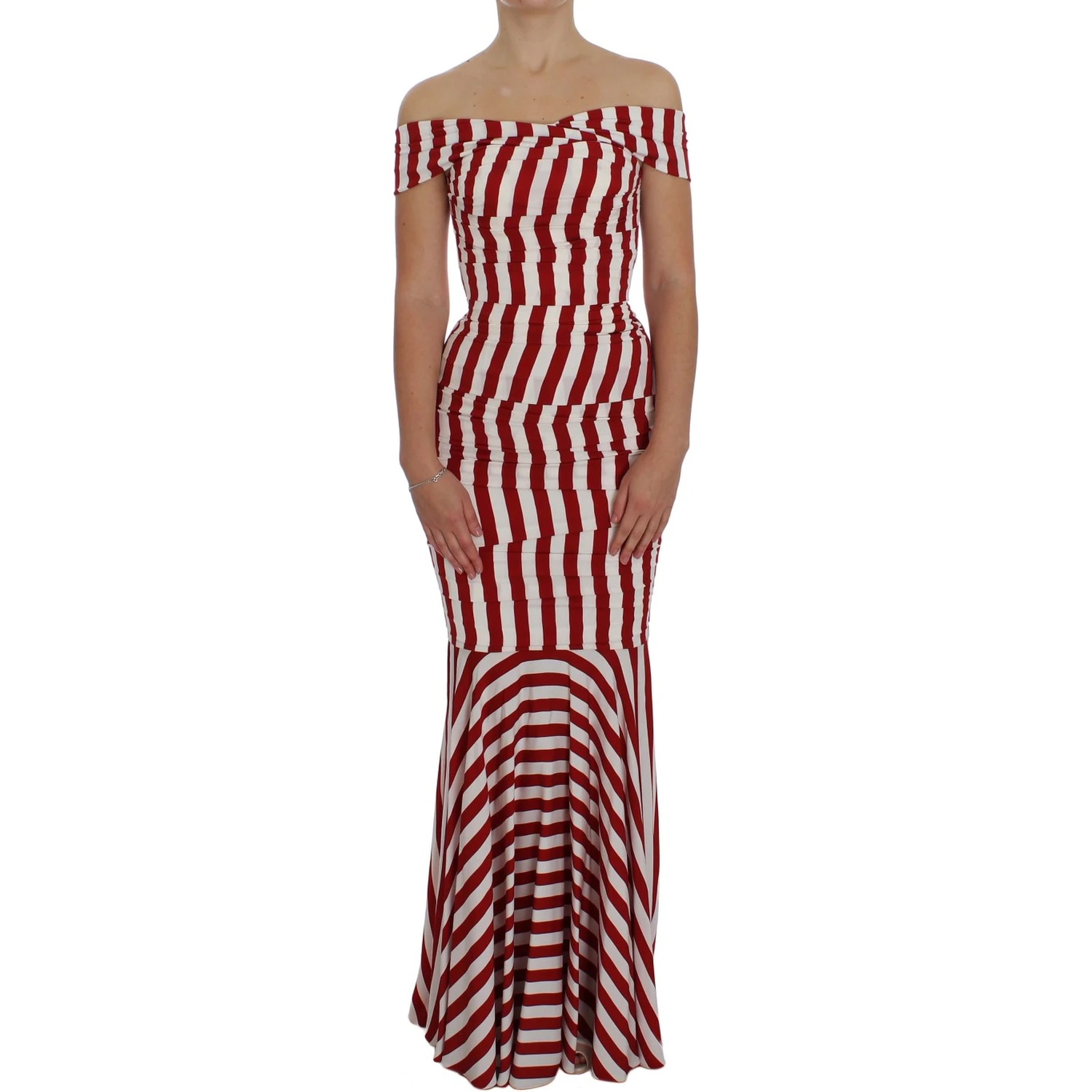 Red White Silk Stretch Dress