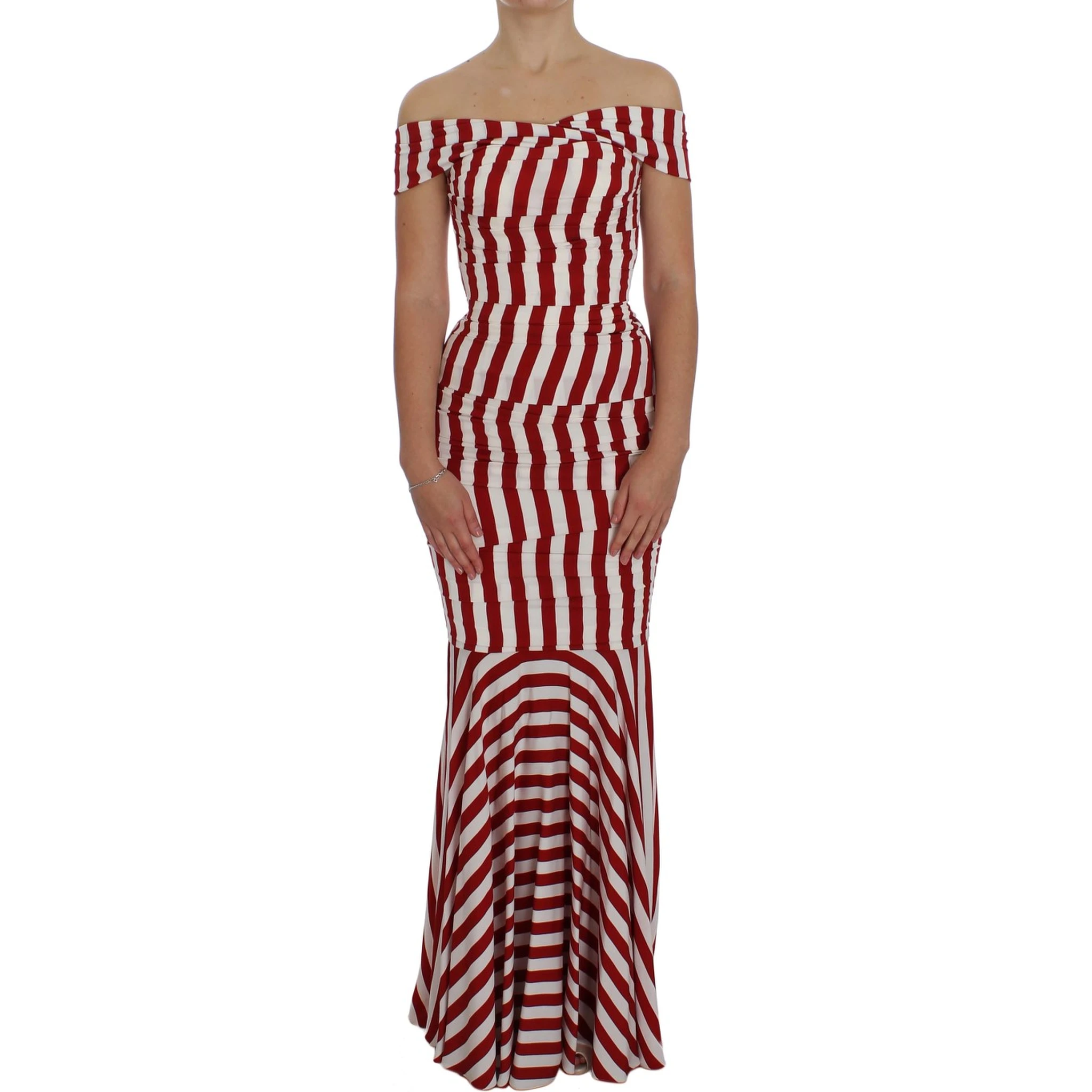 Red White Silk Stretch Dress