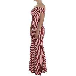 Red White Silk Stretch Dress
