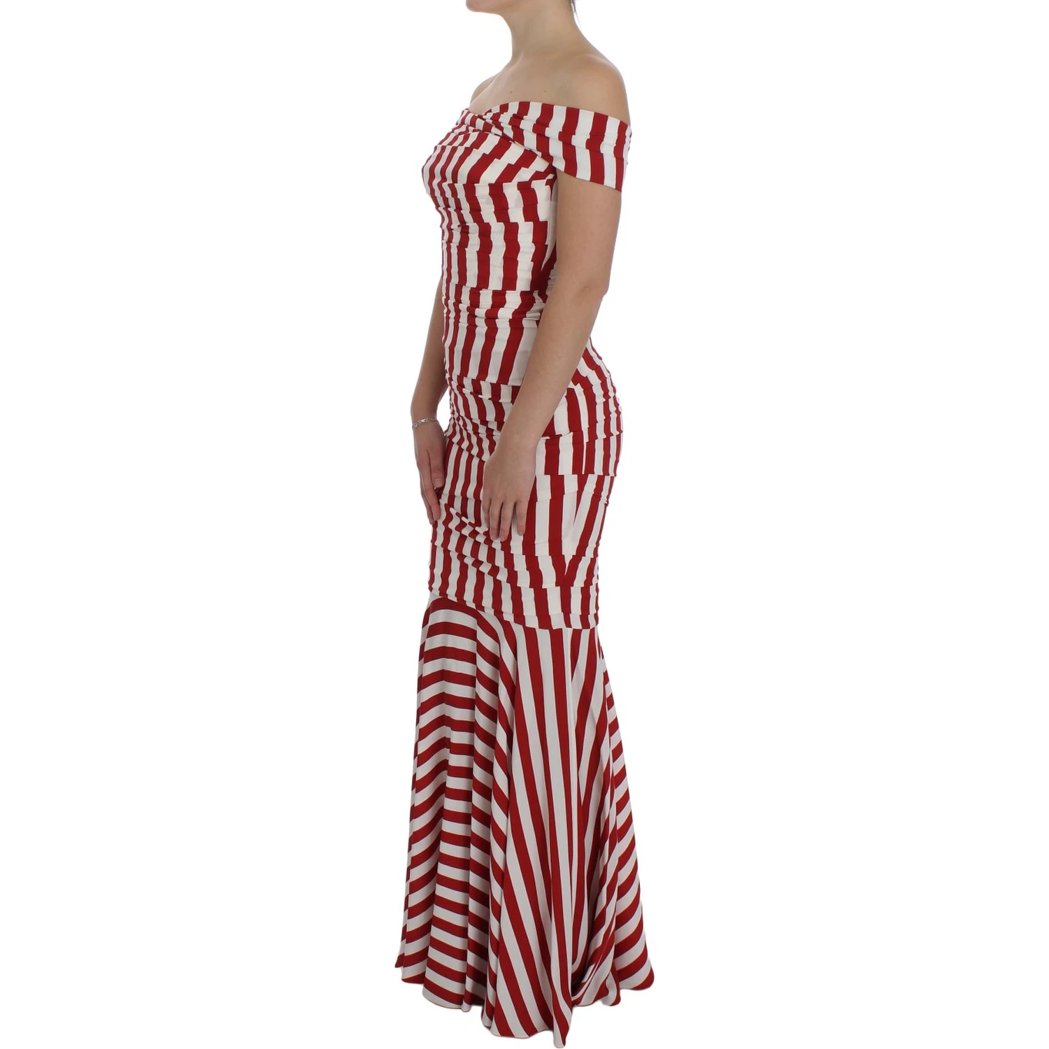 Red White Silk Stretch Dress