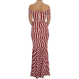 Red White Silk Stretch Dress