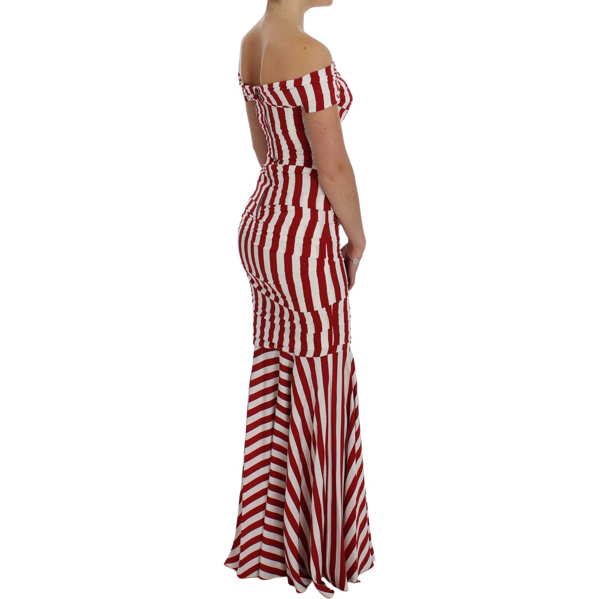 Red White Silk Stretch Dress