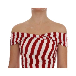 Red White Silk Stretch Dress