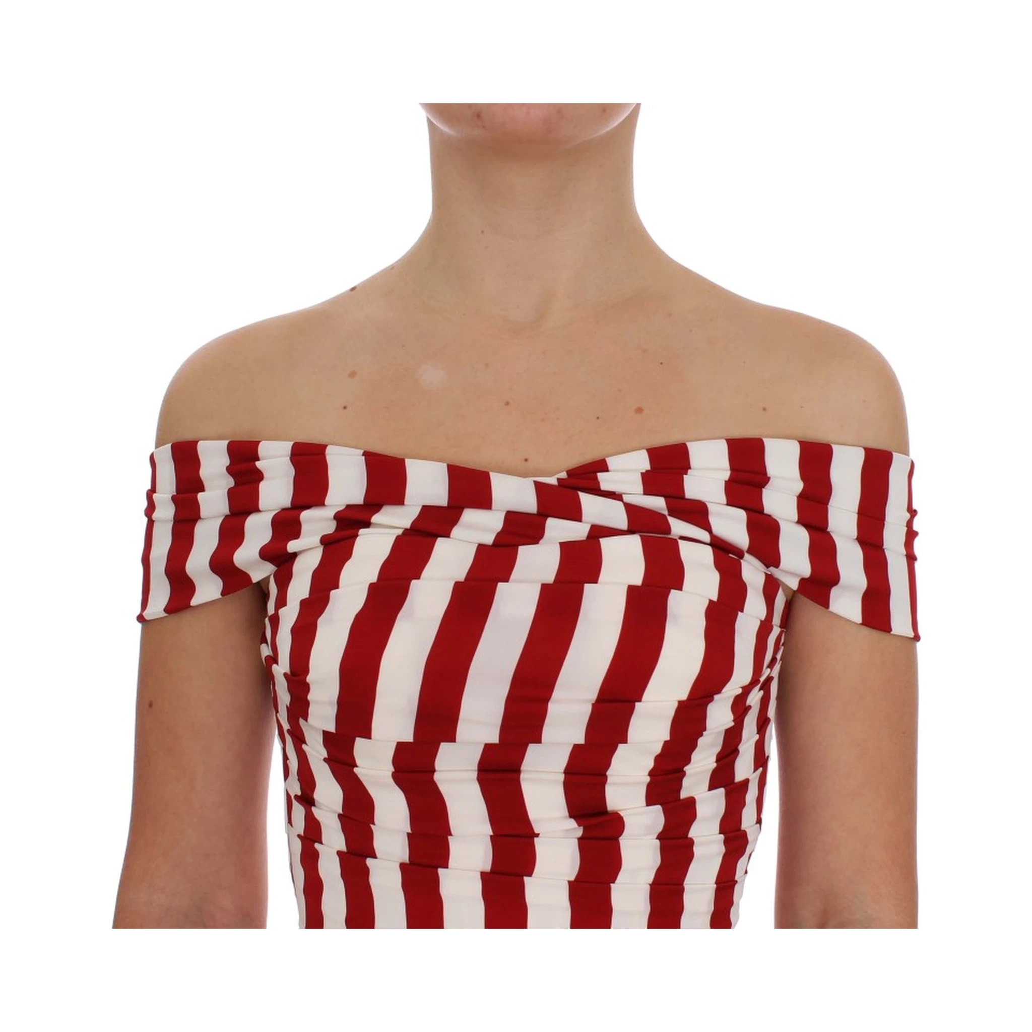 Red White Silk Stretch Dress