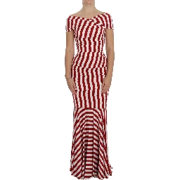 Red White Silk Stretch Dress