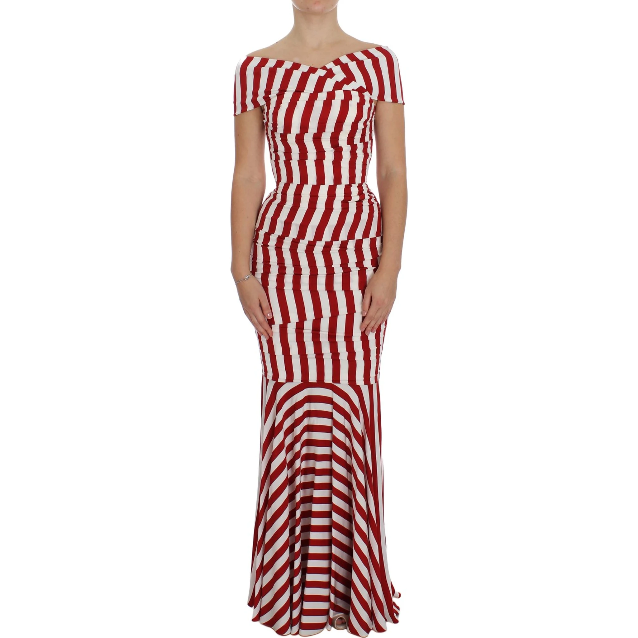 Red White Silk Stretch Dress