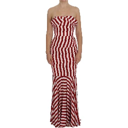 Red White Silk Stretch Dress