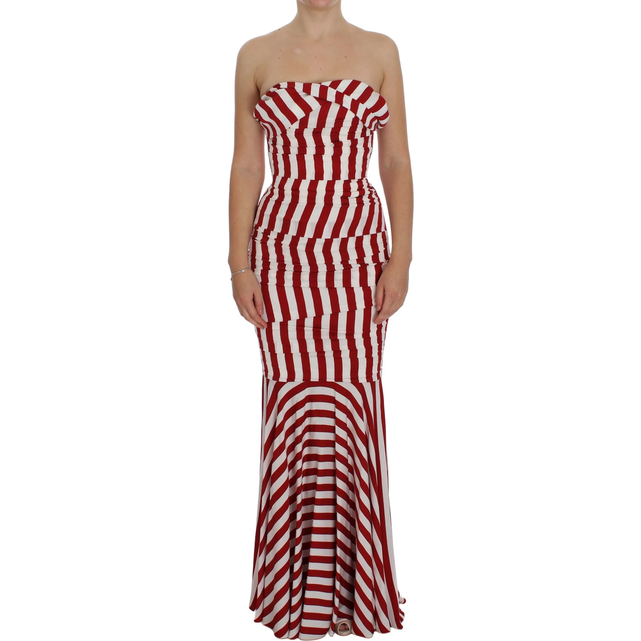Red White Silk Stretch Dress
