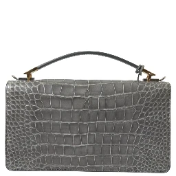 Gray Exotic Leather Medium Shoulder Hand Purse Bag