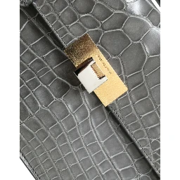 Gray Exotic Leather Medium Shoulder Hand Purse Bag