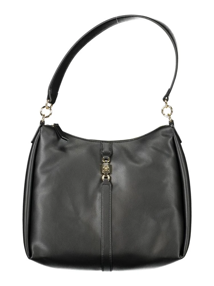 Black polyester shoulder bag