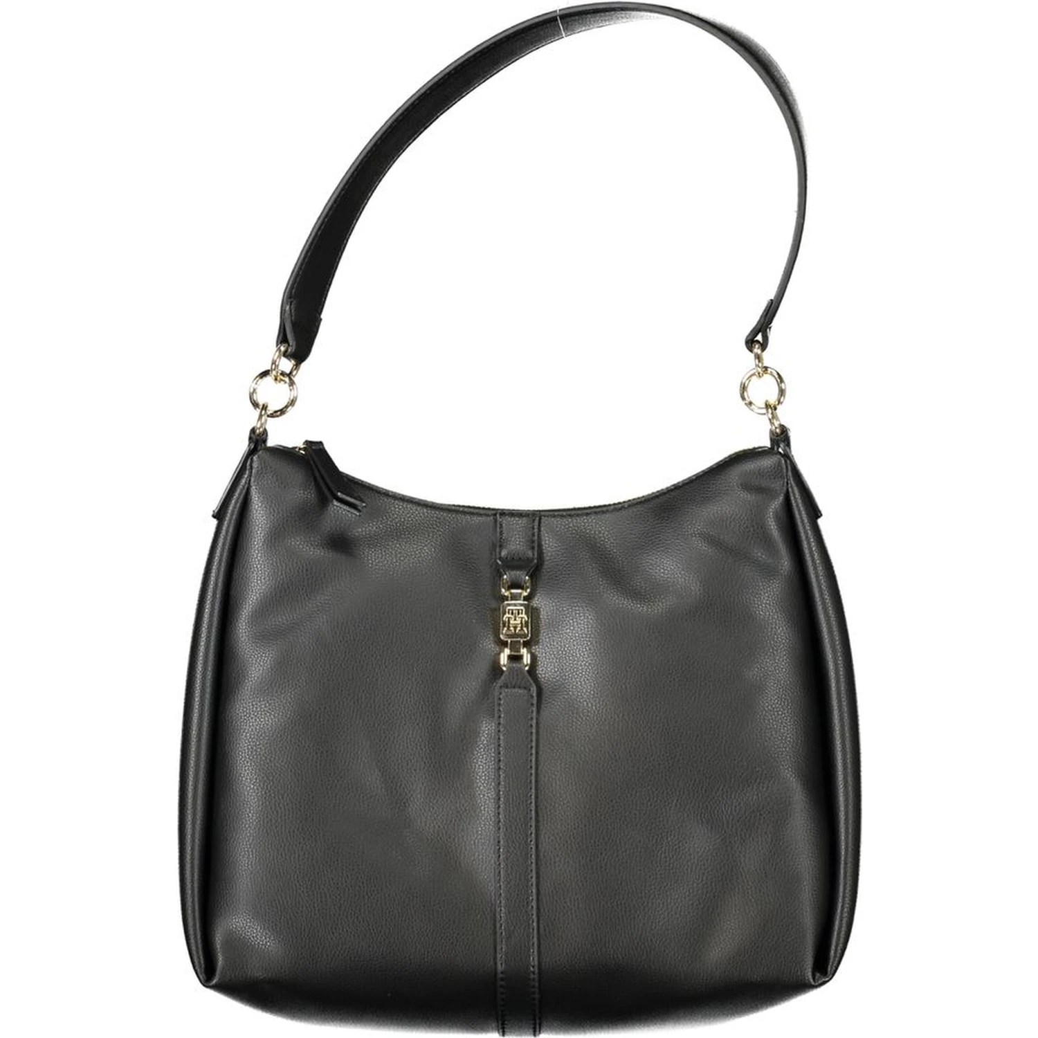Black polyester shoulder bag