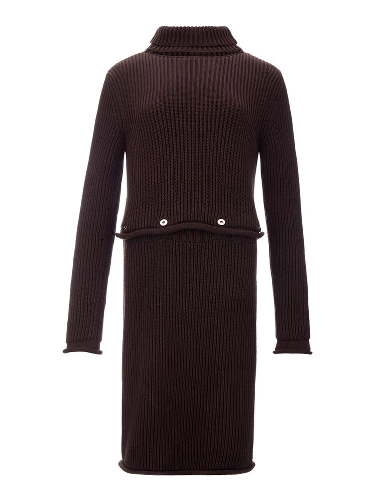 Brown Viscose Casual Dress