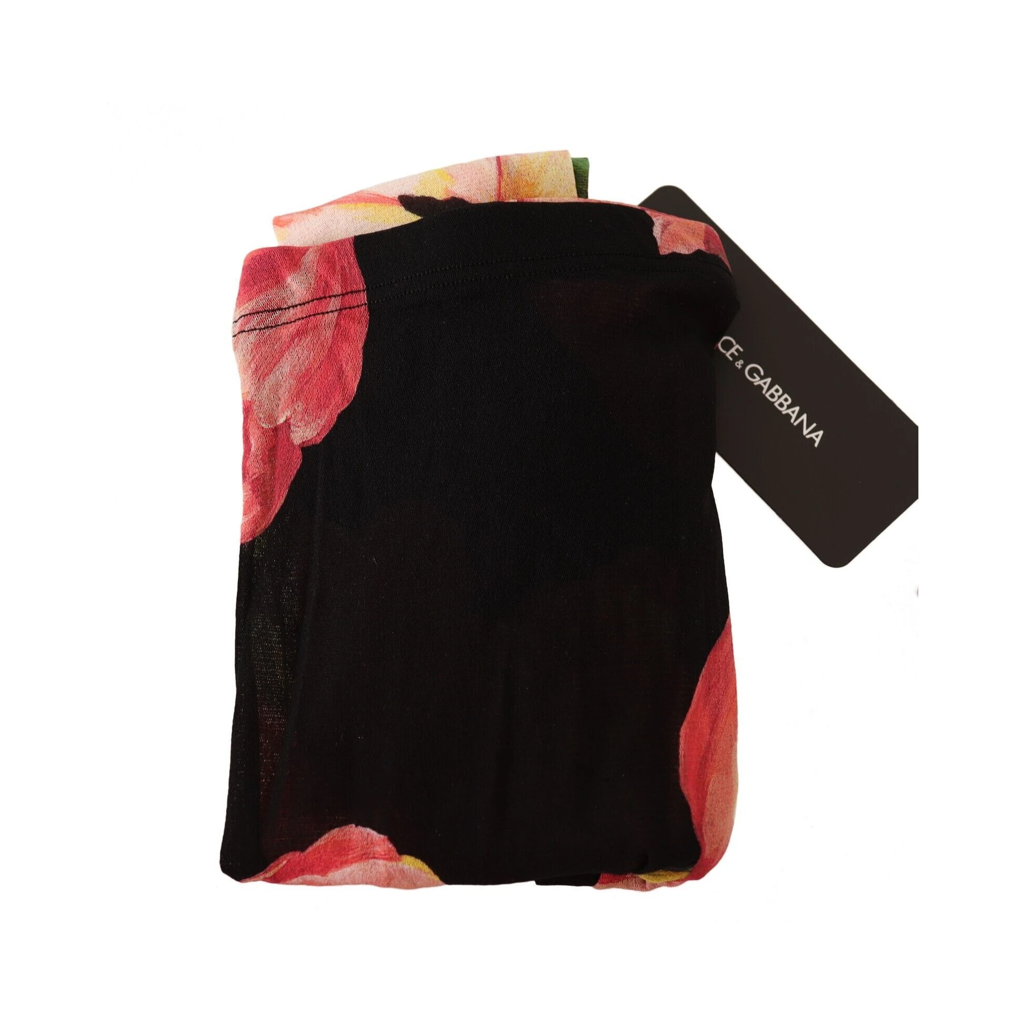 Black Floral Print Nylon Tights Stockings