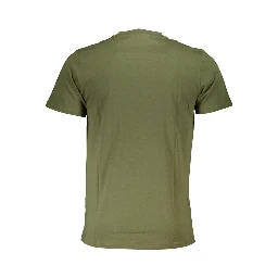 Military green cotton t-shirt with a large tiger logo print