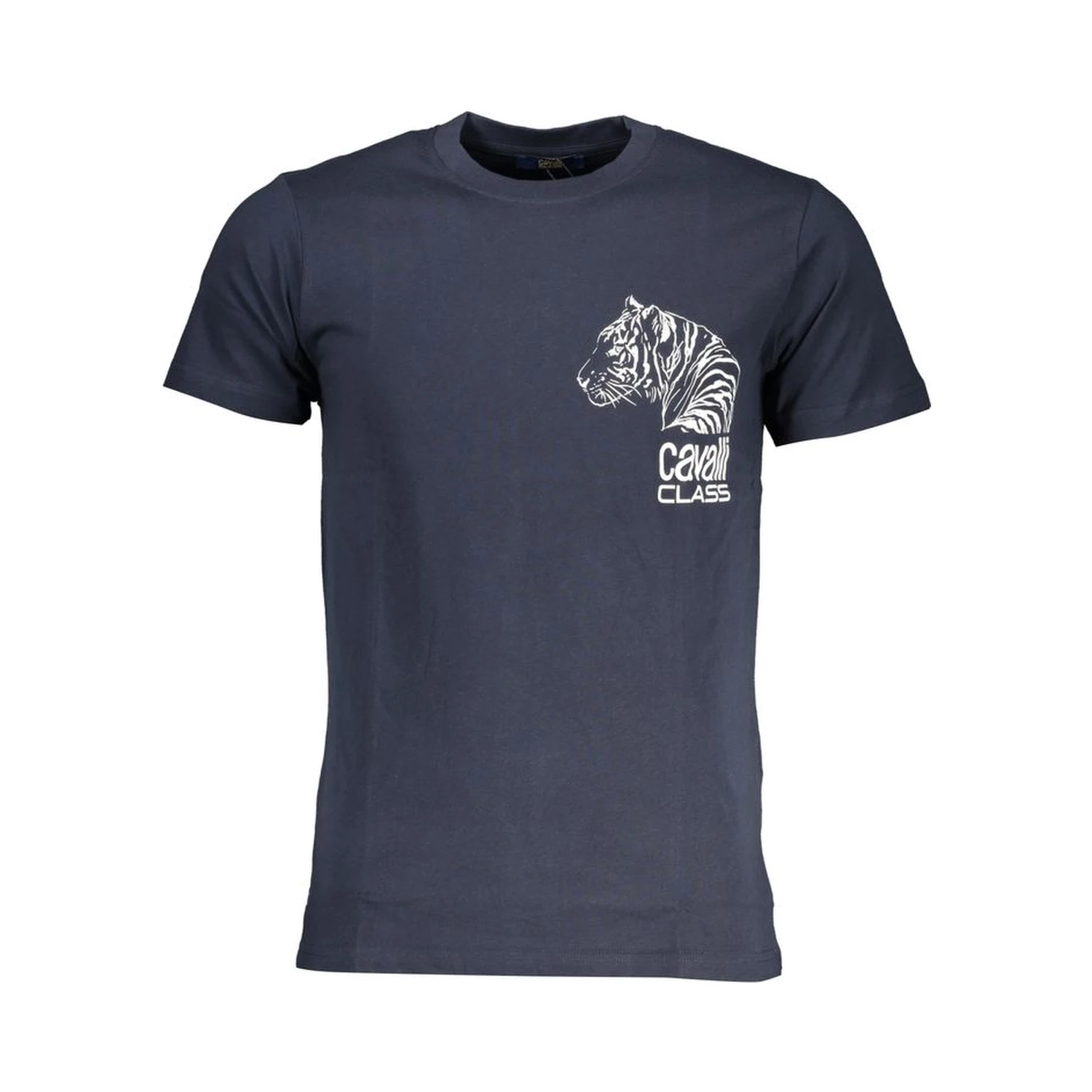 Short-sleeve crewneck t-shirt with a white tiger head motif