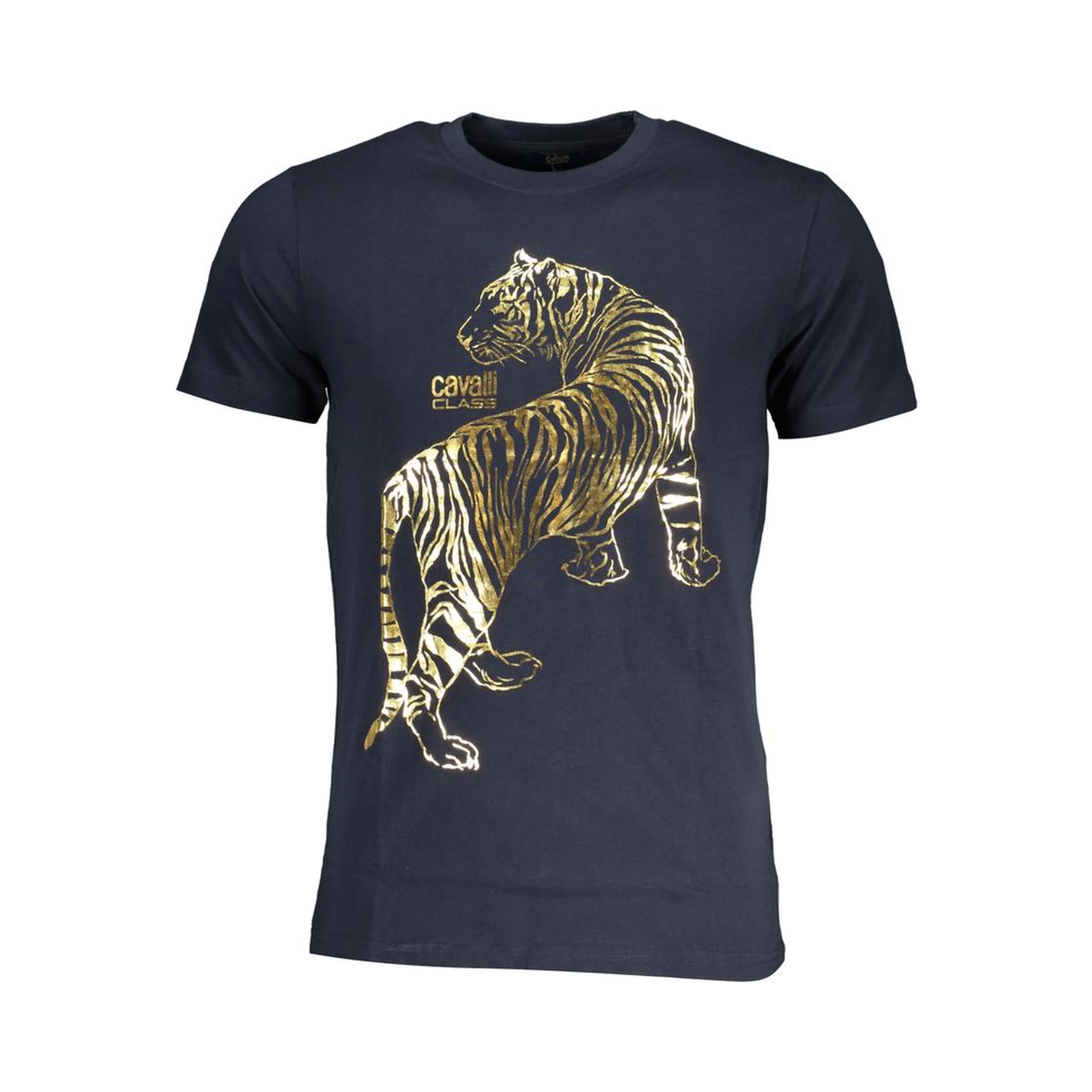 Navy blue graphic logo print t-shirt