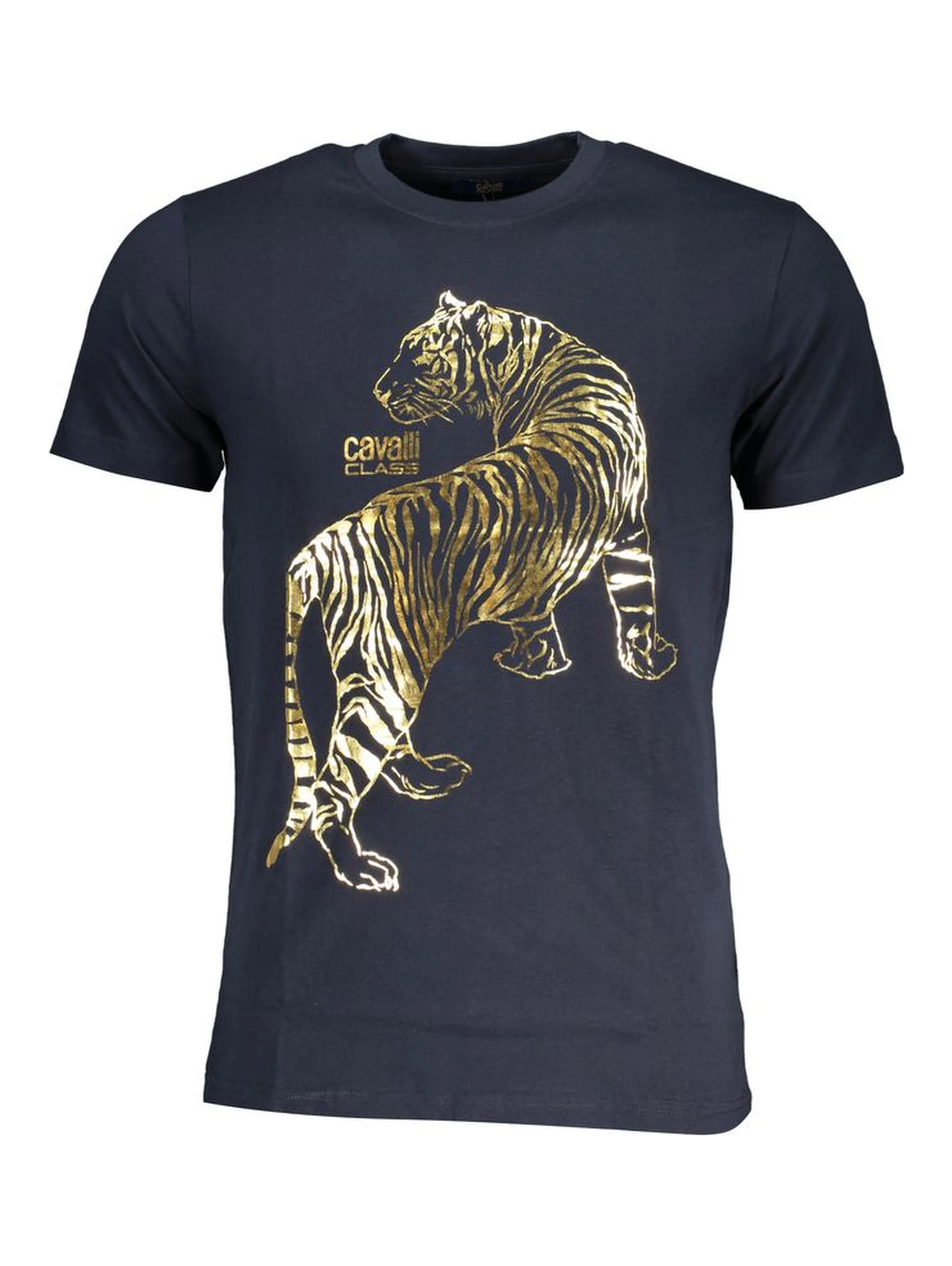 Navy blue graphic logo print t-shirt