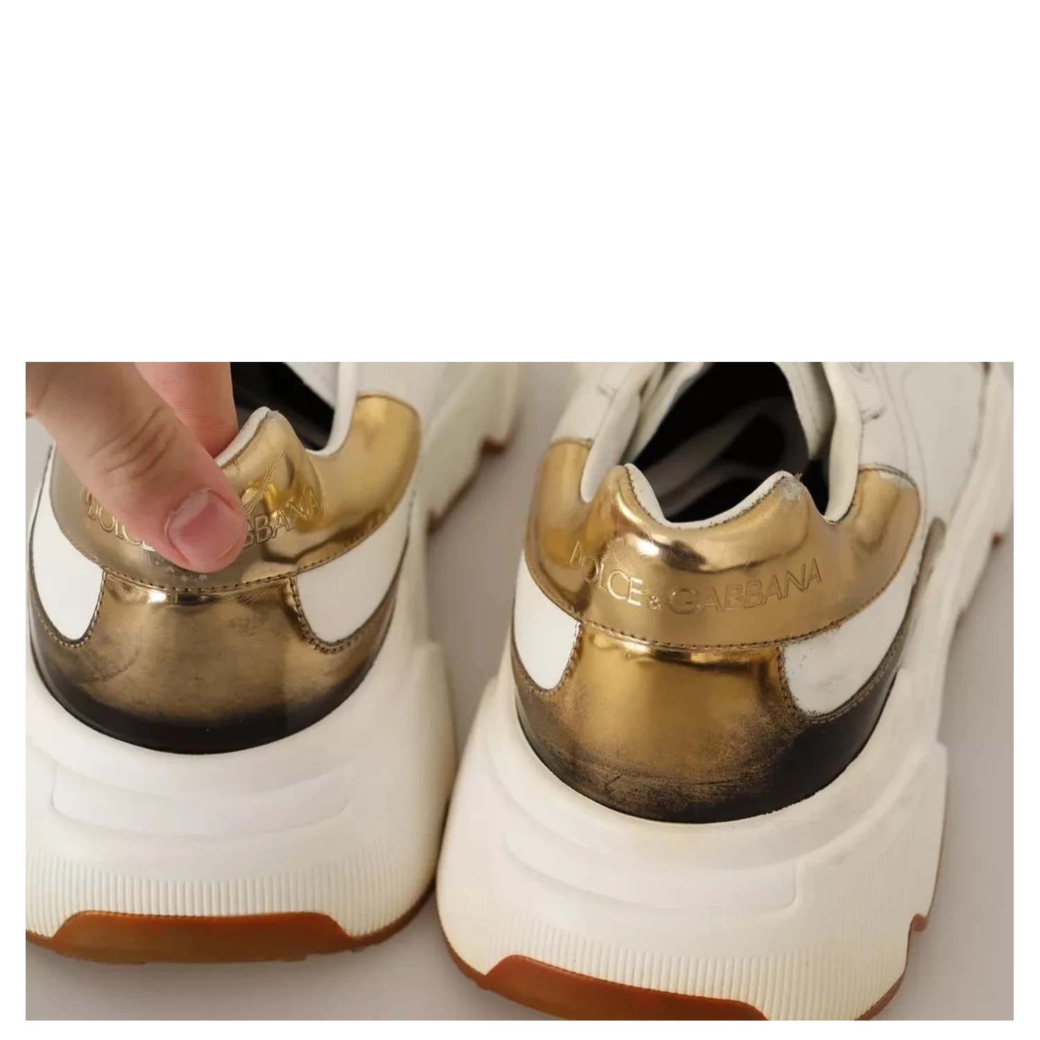 White Gold Leather Sport DAYMASTER Sneakers Shoes