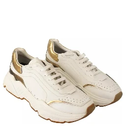 White Gold Leather Sport DAYMASTER Sneakers Shoes
