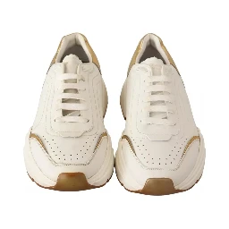 White Gold Leather Sport DAYMASTER Sneakers Shoes