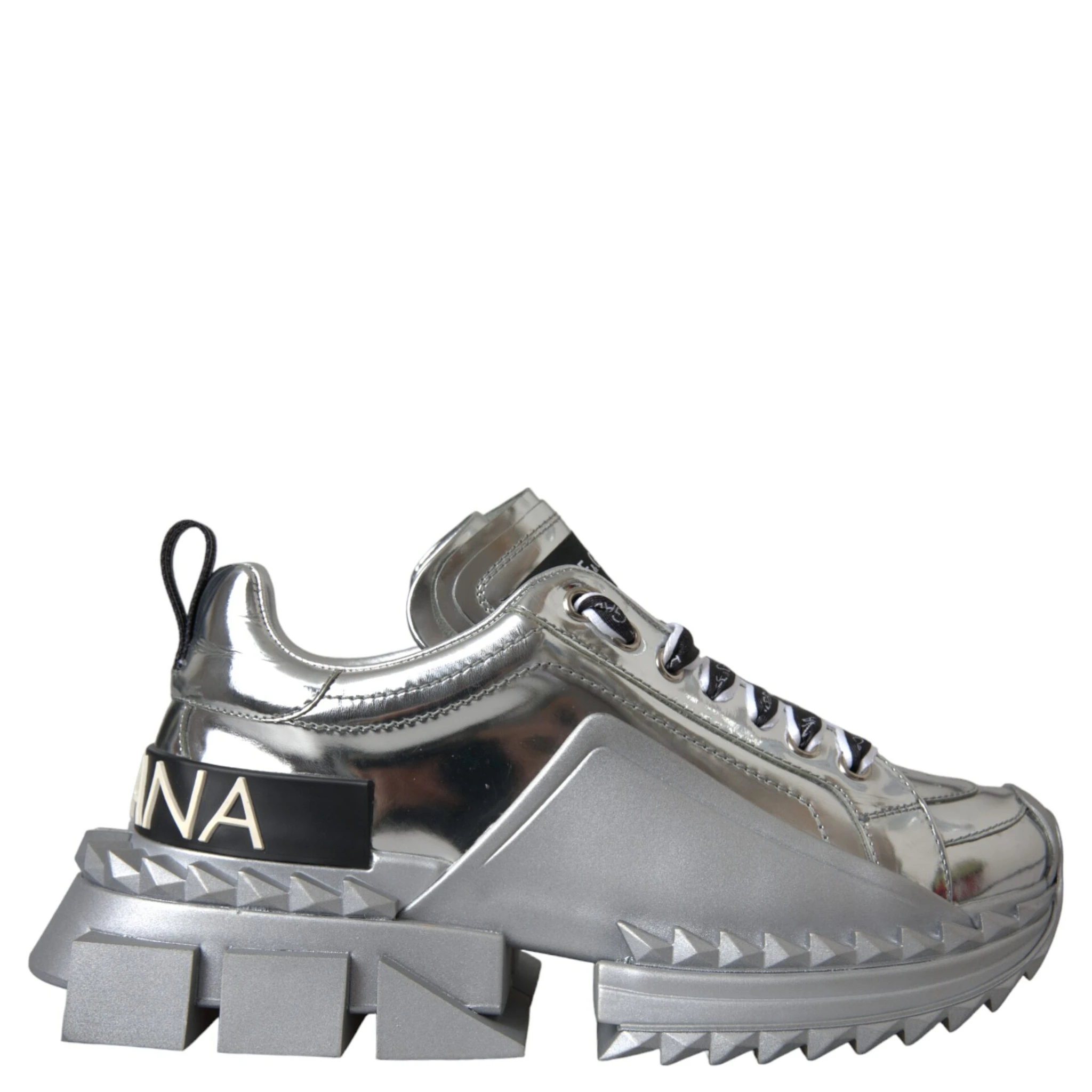 Silver Leather Super Queen Sneakers Shoes