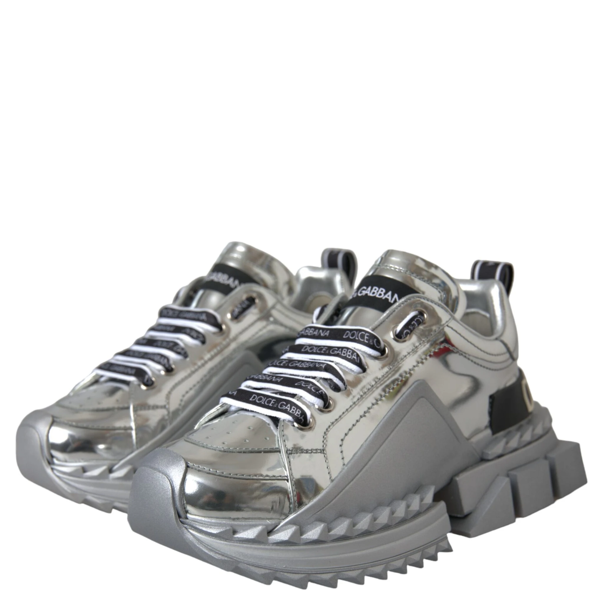 Silver Leather Super Queen Sneakers Shoes