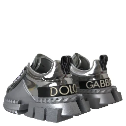 Silver Leather Super Queen Sneakers Shoes