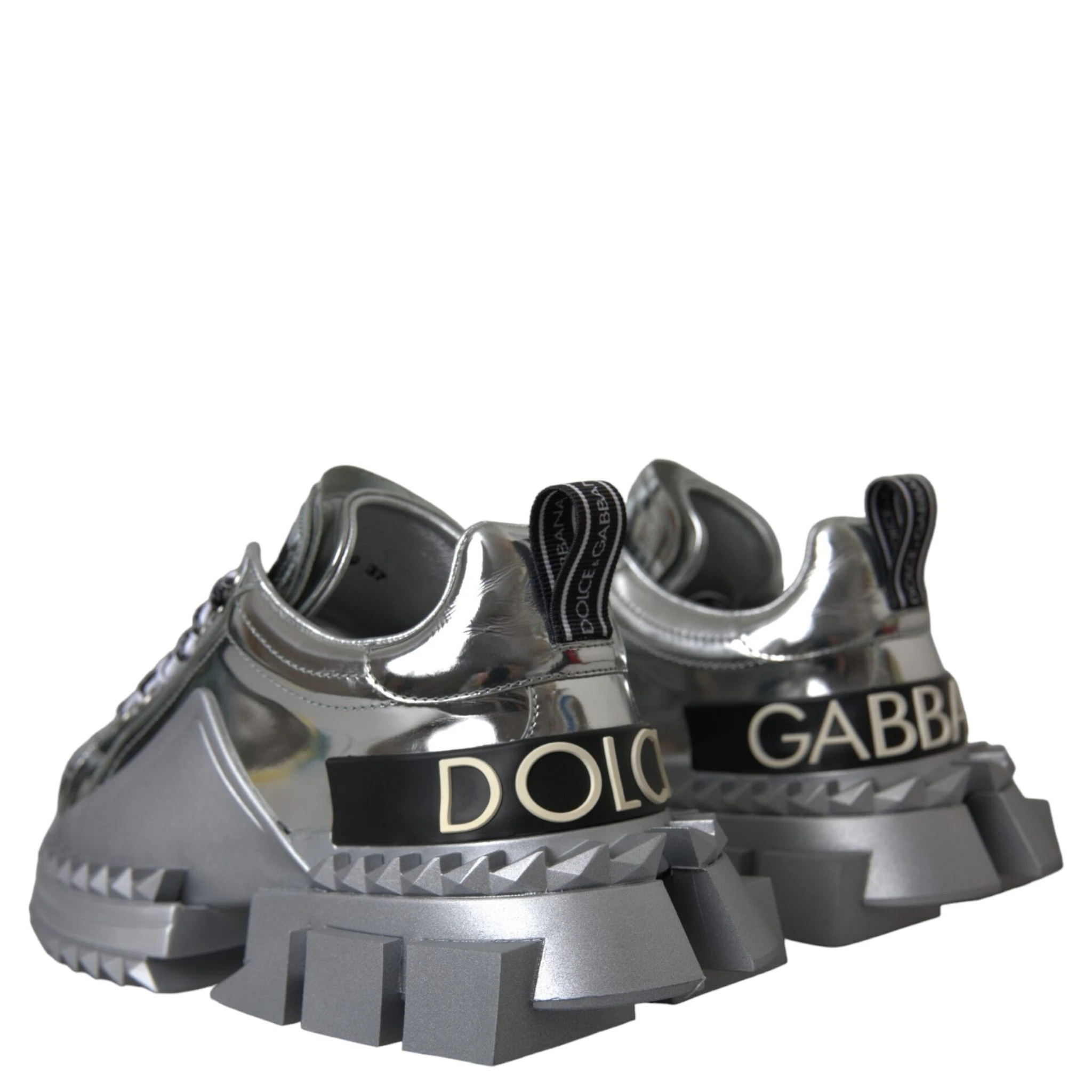 Silver Leather Super Queen Sneakers Shoes