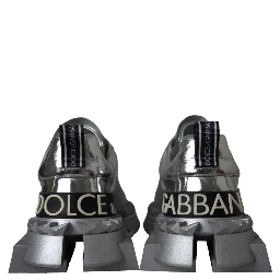 Silver Leather Super Queen Sneakers Shoes